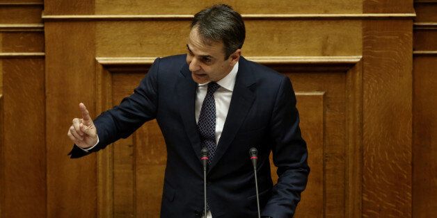 ATHENS, ATTICA, GREECE - 2016/05/22: New Democracy leader Kyriakos Mitsotakis delivers a speech, during the debate at Parliament on the prior actions demanded by the countrys lenders. (Photo by Panayotis Tzamaros/Pacific Press/LightRocket via Getty Images)