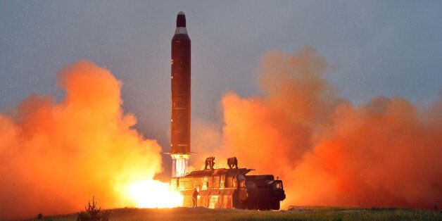 This undated picture released from North Korea's official Korean Central News Agency (KCNA) on June 23, 2016 shows a test launch of the surface-to-surface medium long-range strategic ballistic missile Hwasong-10 at an undisclosed location in North Korea.The Musudan -- also known as the Hwasong-10 -- has a theoretical range of anywhere between 2,500 and 4,000 kilometres (1,550 to 2,500 miles). / AFP / KCNA VIA KNS / KCNA / South Korea OUT / REPUBLIC OF KOREA OUT ---EDITORS NOTE--- RESTRICTED TO EDITORIAL USE - MANDATORY CREDIT 'AFP PHOTO/KCNA VIA KNS' - NO MARKETING NO ADVERTISING CAMPAIGNS - DISTRIBUTED AS A SERVICE TO CLIENTSTHIS PICTURE WAS MADE AVAILABLE BY A THIRD PARTY. AFP CAN NOT INDEPENDENTLY VERIFY THE AUTHENTICITY, LOCATION, DATE AND CONTENT OF THIS IMAGE. THIS PHOTO IS DISTRIBUTED EXACTLY AS RECEIVED BY AFP. / (Photo credit should read KCNA/AFP/Getty Images)