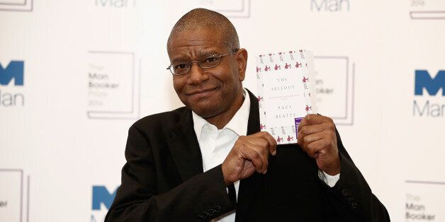 LONDON, ENGLAND - OCTOBER 25: Winner of the 2016 Man Booker Prize Paul Beatty poses with his novel 'The Sellout' at the 2016 Man Booker Prize at The Guildhall on October 25, 2016 in London, England. (Photo by John Phillips - WPA Pool/Getty Images)
