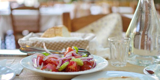 Greek Salad served at a Greek traditional Tavern