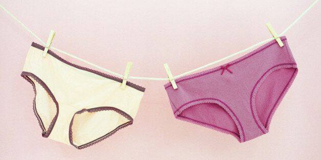 Women's underwear hanging on clothes line