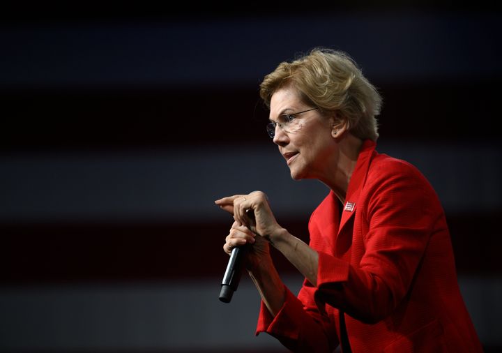 Democratic presidential candidate Sen. Elizabeth Warren (D-Mass.) at a forum in Des Moines, Iowa, on Aug. 10. She has backed "Medicare for All."