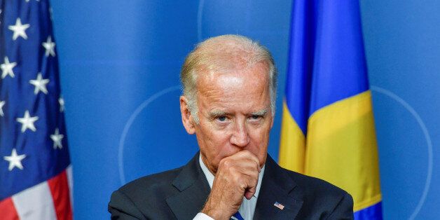 U.S. Vice President Joe Biden gestures during a news conference at the Swedish government offices, Rosenbad in Stockholm, Sweden, August 25, 2016. REUTERS/Anders Wiklund/TT News Agency ATTENTION EDITORS - THIS IMAGE WAS PROVIDED BY A THIRD PARTY. FOR EDITORIAL USE ONLY. NOT FOR SALE FOR MARKETING OR ADVERTISING CAMPAIGNS. THIS PICTURE IS DISTRIBUTED EXACTLY AS RECEIVED BY REUTERS, AS A SERVICE TO CLIENTS. SWEDEN OUT. NO COMMERCIAL OR EDITORIAL SALES IN SWEDEN. NO COMMERCIAL SALES.