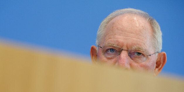 Finance Minister Wolfgang Schaeuble speaks at a news conference on 2017 budget and financial plan till 2020 in Berlin, Germany July 6, 2016. REUTERS/Stefanie Loos