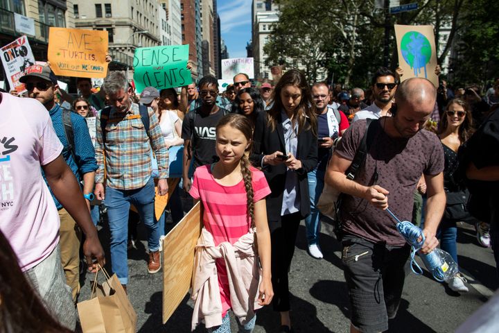 9月20日 ニューヨークの気候変動ストライキに参加するグレタ・トゥーンベリさん