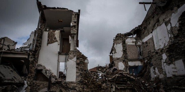 A picture taken on October 11, 2016 shows destruction in the village of Amatrice. Nearly 300 people died in the quake of August 24, 2016 and hundreds more were injured. (Photo by Manuel Romano/NurPhoto via Getty Images)