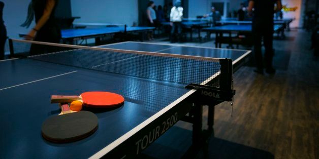 Toronto, ON - MARCH 24, 2016: Ping pong rackets and tables at Smash ping pong lounge on Queen Street East in Toronto owned by co-owners Peter Scicos and George Avalis. (Chris So/Toronto Star via Getty Images)