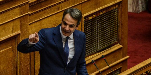 Leader of the Opposition, Kyriakos Mitsotakis, Nea Dimokratia during parliamentary dispute at level of Party leaders on the topic of corruption in Athens on October 10, 2016. (Photo by Wassilios Aswestopoulos/NurPhoto via Getty Images)