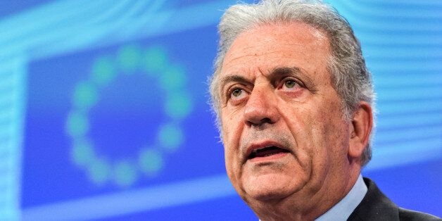 EU Commissioner for Migration, Home Affairs and Citizenship Dimitris Avramopoulos addresses the media on migration at EU Commission headquarters in Brussels on Wednesday, April 6, 2016. After a migrant crisis that has shaken the European Union, the EUâs executive wants a fundamental reform of policies that have heaped pressure on some nations like Greece and Italy. (AP Photo/Geert Vanden Wijngaert)