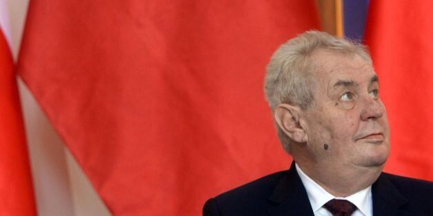 Czech President Milos Zeman (R) and the Chinese President Xi Jinping (L) look on before signing a bilateral treaty of strategic partnership on March 29, 2016, in Prague.Chinese President Xi Jinping signed a landmark strategic partnership with his Czech counterpart in Prague amid a fresh wave of protests in the Czech capital against Beijing's policies on Tibet. / AFP / Michal Cizek (Photo credit should read MICHAL CIZEK/AFP/Getty Images)