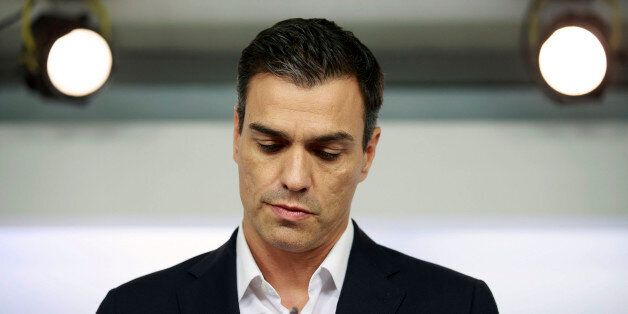 Leader of Spanish Socialist Party (PSOE) Pedro Sanchez leaves speaks during a press statement at the PSOE Headquarters in Madrid on September 30, 2016.Spain's Socialist party Pedro Sanchez was hit by a 'coup' attempt on September 28, 2016 with half of its leadership quitting in a bid to oust leader Pedro Sanchez and unblock the country's political deadlock. / AFP / Gonzalo Arroyo (Photo credit should read GONZALO ARROYO/AFP/Getty Images)