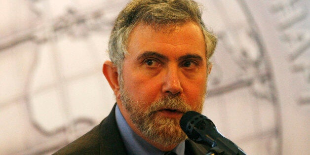 US Nobel Prize of Economy winner Paul Krugman delivers his speech after he was awarded with the Global Economy Prize 2010 of the Kiel Institute for World Economy in Kiel, northern Germany, on Sunday, June 20, 2010. (AP Photo/Heribert Proepper)