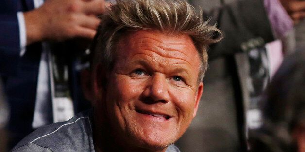 Gordon Ramsey attends Conor McGregor and Nate Diaz's welterweight mixed martial arts bout at UFC 202 on Saturday, Aug. 20, 2016, in Las Vegas. McGregor won by split decision. (AP Photo/Isaac Brekken)