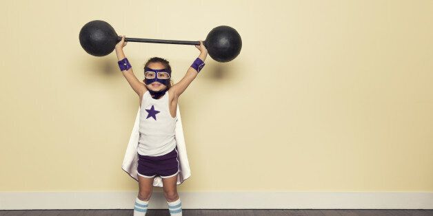 Even young superheroes need to train to be stronger.