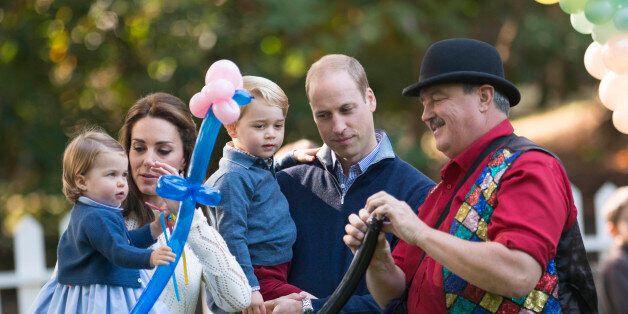 Photo by: KGC-375/STAR MAX/IPx 2016 9/29/16 Prince William The Duke of Cambridge, Catherine The Duchess of Cambridge, Prince George of Cambridge and Princess Charlotte of Cambridge attend a children's party for military families at Government House during the Royal Tour of Canada. (Victoria, British Columbia, Canada)