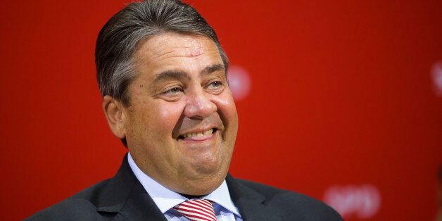 German Vice-Chancellor, Minister for Economic Affairs and Energy, and chairman of the Social Democratic party, SPD, Sigmar Gabriel gives a statement about yesterday's Mecklenburg-Western Pomerania state elections at the party's headquarters in Berlin, Monday, Sept. 5, 2016. The center-left Social Democrats, who led the outgoing state government in a coalition with the conservatives, remained the strongest party with 30.6 percent support. (AP Photo/Markus Schreiber)