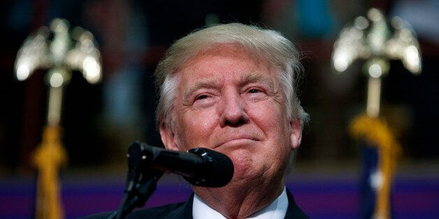 Republican presidential candidate Donald Trump speaks during a rally, Monday, Sept. 12, 2016, in Asheville, N.C. (AP Photo/Evan Vucci)