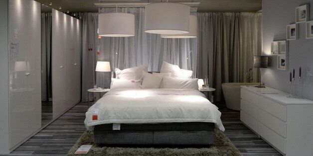 A bedroom set up is pictured in IKEA's first city centre store in Hamburg June 25, 2014. Sweden's IKEA, the world's biggest furniture chain known for its sprawling out-of-town showrooms, is opening its first city centre store as it responds to a shift in shopping habits to smaller local stores and the Internet. While IKEA has already opened a few stores closer to city centres than usual in countries like Britain and Japan, its new building in the northern German port city of Hamburg is the first time it will be in a central pedestrian shopping zone. REUTERS/Fabian Bimmer (GERMANY - Tags: BUSINESS)