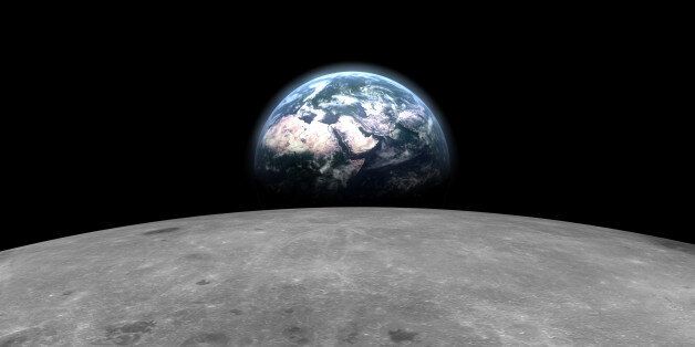 Earth behind the moon