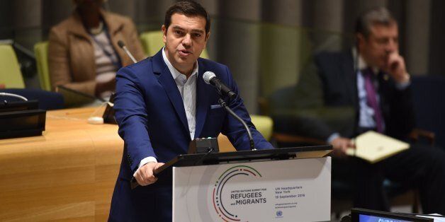 Greek Prime Minister Alexis Tsipras speaks during the High-level plenary meeting on addressing large movements of refugees and migrants in the Trusteeship Council Chamber during the 71st session of the United Nations in New York September 19, 2016.A summit to address the biggest refugee crisis since World War II opens at the United Nations on Monday, overshadowed by the ongoing war in Syria and faltering US-Russian efforts to halt the fighting. World leaders will adopt a political declaration at