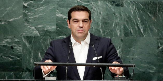 Greece's Prime Minister Alexis Tsipras speaks during the 71st session of the United Nations General Assembly, Thursday, Sept. 22, 2016, at U.N. headquarters. (AP Photo/Frank Franklin II)