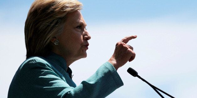 U.S. Democratic presidential candidate Hillary Clinton delivers a campaign speech outside the shuttered Trump Plaza in Atlantic City, New Jersey July 6, 2016. REUTERS/Brian Snyder