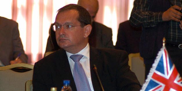 British ambassador to Syria, Simon Collis, attends a meeting of the Iraqi Neighbours Border Security Working Group in Damascus on November 23, 2008. The meeting is the third annual gathering in Syria since it was established in 2006. Delegates to the talks included senior officials from the foreign or interior ministries of nations neighbouring Iraq, officials from Egypt and representatives of UN Security Council members, including the United States. AFP PHOTO/STR (Photo credit should read -/AFP/Getty Images)