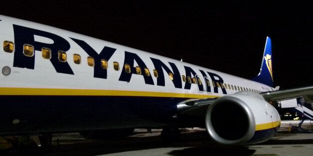 Santander, Spain - January 2, 2011: Ryanair airplane just arriver to Santander airport.