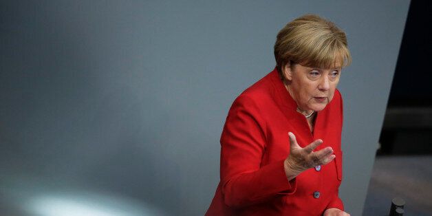 German Chancellor Angela Merkel delivers her speech during the budget 2017 debate at the German parliament Bundestag in Berlin, Wednesday, Sept. 7, 2016. (AP Photo/Markus Schreiber)