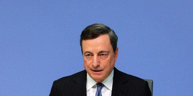 FRANKFURT, July 22, 2016 -- The European Central Bank President Mario Draghi attends a press conference at the ECB headquarters in Frankfurt, Germany, on July 21, 2016. The ECB on Thursday decided to leave key interest rates unchanged and vowed to act by using all instruments available if necessary. (Xinhua/Luo Huanhuan via Getty Images)