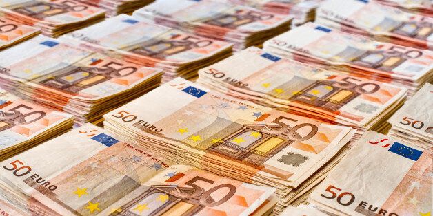 Stacks of 50 Euros bank notes