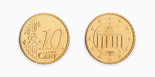 ten euro coin cent isolated on white background
