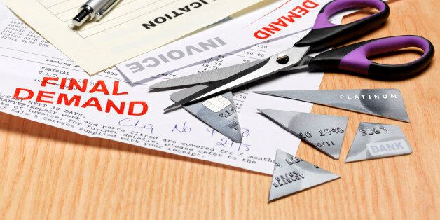 Cut up credit card and bills