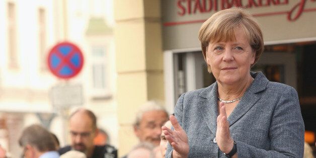 German Chancellor Angela Merkel attends a Christian Democratic Union (CDU) party campaign on the eve of state election in Mecklenburg-Western Pomerania, in Bad Doberan, eastern Germany, on September 3, 2016. / AFP / Adam BERRY (Photo credit should read ADAM BERRY/AFP/Getty Images)