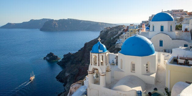 Blue sea in summer, greek islands, Santorini