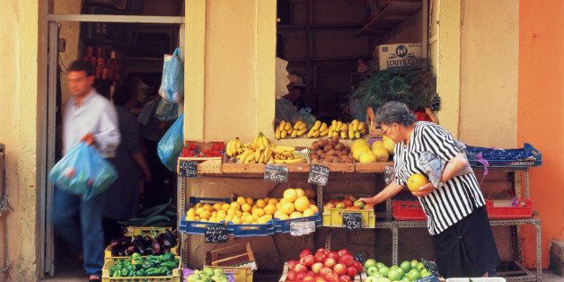 Greece, Corfu, Corfu Town, greengrocers shop