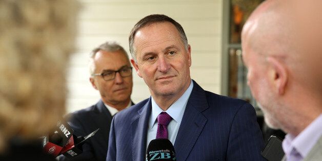 AUCKLAND, NEW ZEALAND - JULY 21: New Zealand Prime Minister John Key speaks to media after talks with US Vice President Joe Biden at Government House on July 21, 2016 in Auckland, New Zealand. Biden is visiting New Zealand on a two day trip which includes meetings community and business leaders, a visit to Government House and a wreath laying ceremony at the Auckland War Memorial Museum. (Photo by Fiona Goodall/Getty Images)