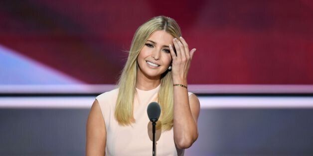 Ivanka Trump, the daughter of Republican presidential candidate Donald Trump, Smiles before delivering a speech on the final night of the Republican National Convention at the Quicken Loans Arena in Cleveland, Ohio on July 21, 2016. / AFP / Jim WATSON (Photo credit should read JIM WATSON/AFP/Getty Images)