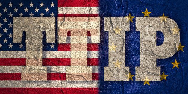 TTIP - Transatlantic Trade and Investment Partnership. Europe and USA association. Conncrete textured