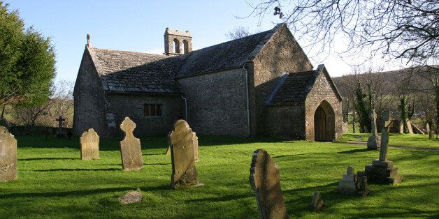 Old english stone church, Tyneham, Dorset