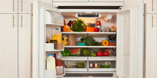 view of inside of refrigerator with healthy food