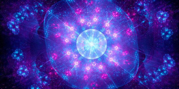 Higgs boson fractal artwork, computer generated abstract background