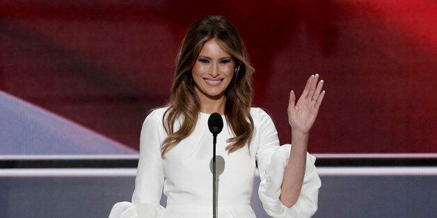 Melania Trump, wife of Republican U.S. presidential candidate Donald Trump, waves as she arrives to speak at the Republican National Convention in Cleveland, Ohio, U.S. July 18, 2016. REUTERS/Mike Segar TPX IMAGES OF THE DAY