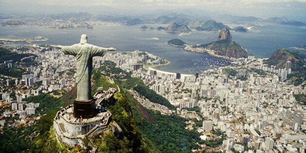 The iconic statue of Christ the Redeemer on Corcovado overlooks Rio de Janeiro in Brazil.