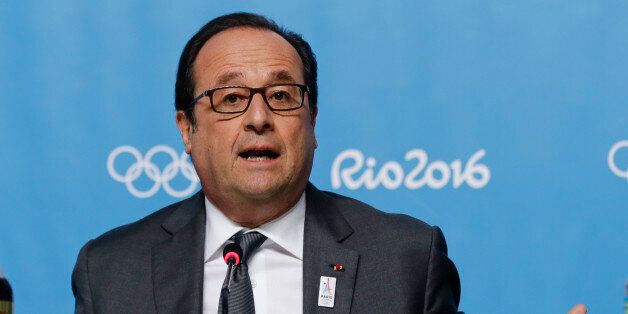 French President Francois Hollande speaks during a news conference ahead of the 2016 Summer Olympics in Rio de Janeiro, Brazil, Friday, Aug. 5, 2016. (AP Photo/Frank Franklin II)