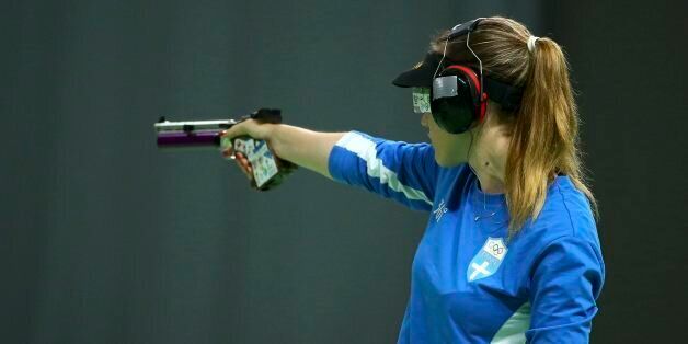 2016 Rio Olympics - Shooting - Final - Women's 10m Air Pistol Finals - Olympic Shooting Centre - Rio de Janeiro, Brazil - 07/08/2016. Anna Korakaki (GRE) of Greece competes. REUTERS/Jeremy Lee FOR EDITORIAL USE ONLY. NOT FOR SALE FOR MARKETING OR ADVERTISING CAMPAIGNS.