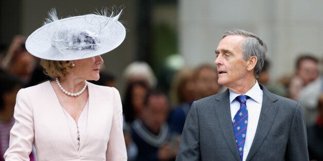 LONDON, UNITED KINGDOM - JUNE 10: (EMBARGOED FOR PUBLICATION IN UK NEWSPAPERS UNTIL 48 HOURS AFTER CREATE DATE AND TIME) Natalia Grosvenor, Duchess of Westminster and Gerald Grosvenor, Duke of Westminster attend a national service of thanksgiving to mark Queen Elizabeth II's 90th birthday at St Paul's Cathedral on June 10, 2016 in London, England. (Photo by Max Mumby/Indigo/Getty Images)