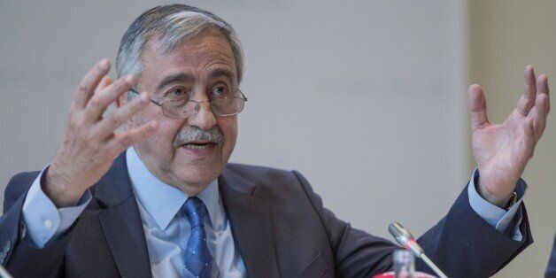 BERLIN, GERMANY - APRIL 12: Turkish Cypriot President Mustafa Akinci attands a round table meeting organized on the Cyprus negotiations at the Friedrich Ebert Foundation in Berlin, Germany on April 12, 2016. (Photo by Mehmet Kaman/Anadolu Agency/Getty Images)