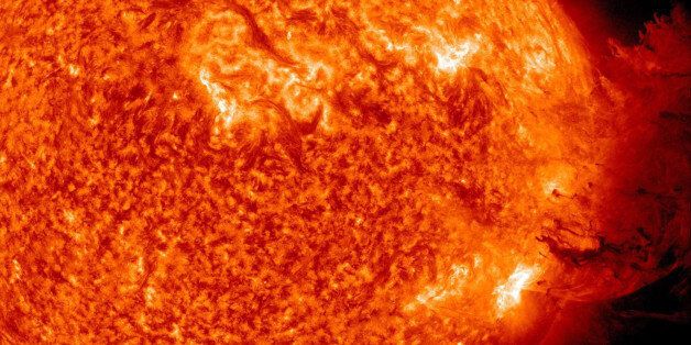 IN SPACE - JUNE 7: In this handout from NASA/Solar Dynamics Observatory, a solar large flare erupts off...