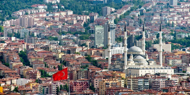 Two Symbols of Ankara Atakule Tower and Kocatepe Mosque.